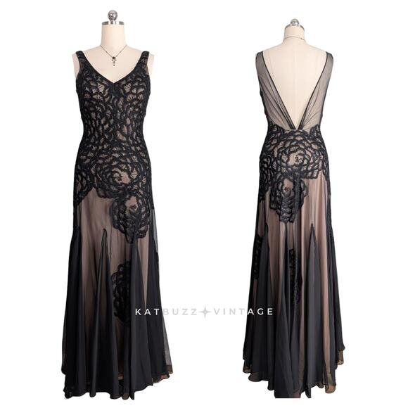 Vintage Sue Wong Prom Dress Maxi Dress Black 10 Y2K Whimsigoth Glam Mermaid